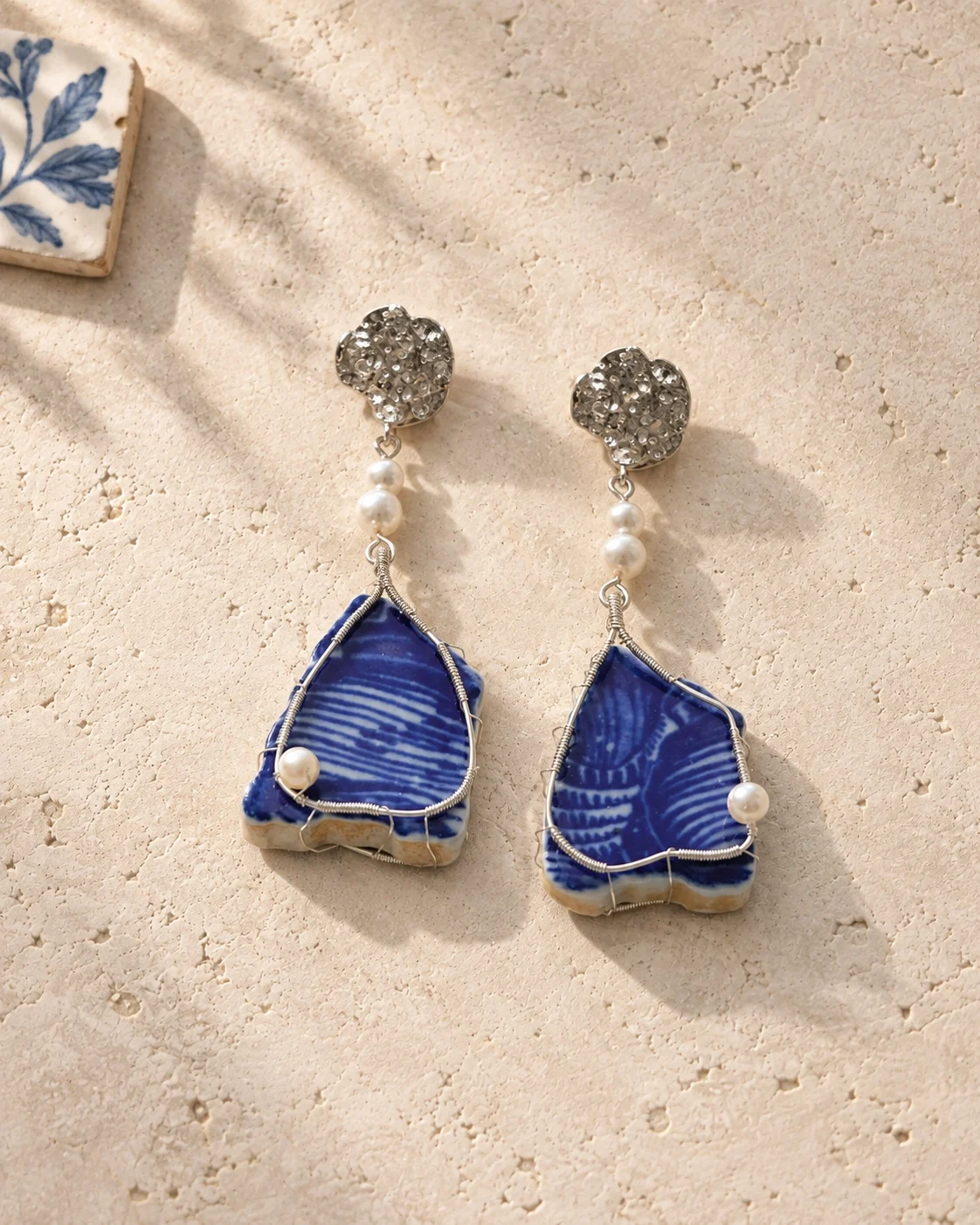 Azulejo de Macau · Blue-and-White Shard Earrings
